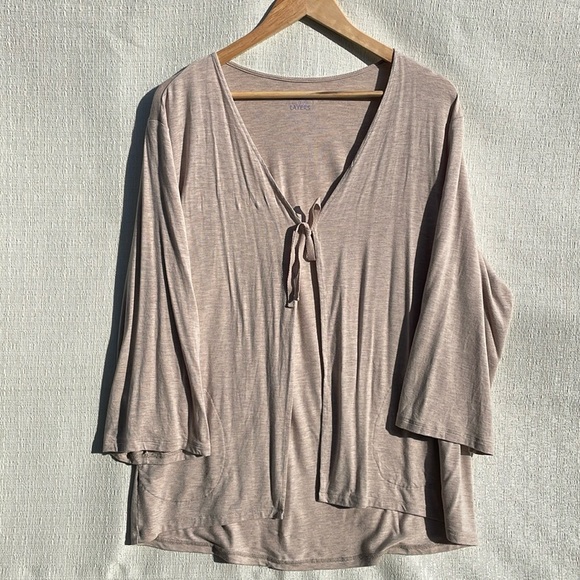 LOGO Layers by Lori Goldstein Kimono Cardigan Womens Tie Front Size Medium - Picture 1 of 7